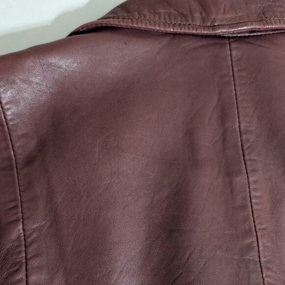 Madewell Washed Leather Motorcycle Jacket Size XS Cabernet Wine Preowned - Picture 14 of 14